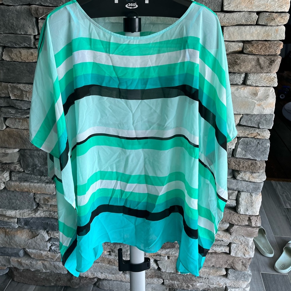 NWT Michael Kors Turquoise Chiffon Top - Size 1X
